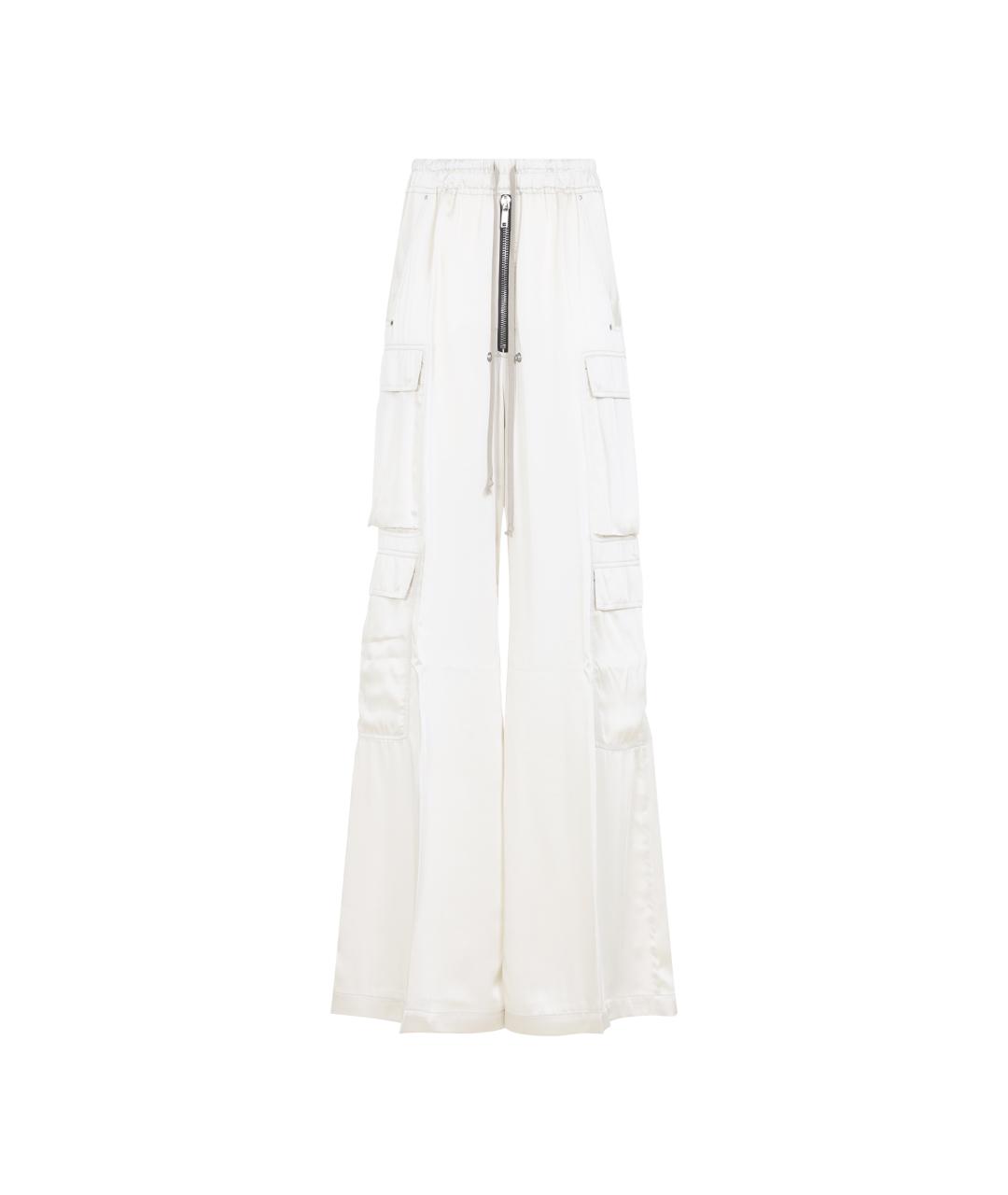 RICK OWENS Белые вискозные прямые брюки, фото 1