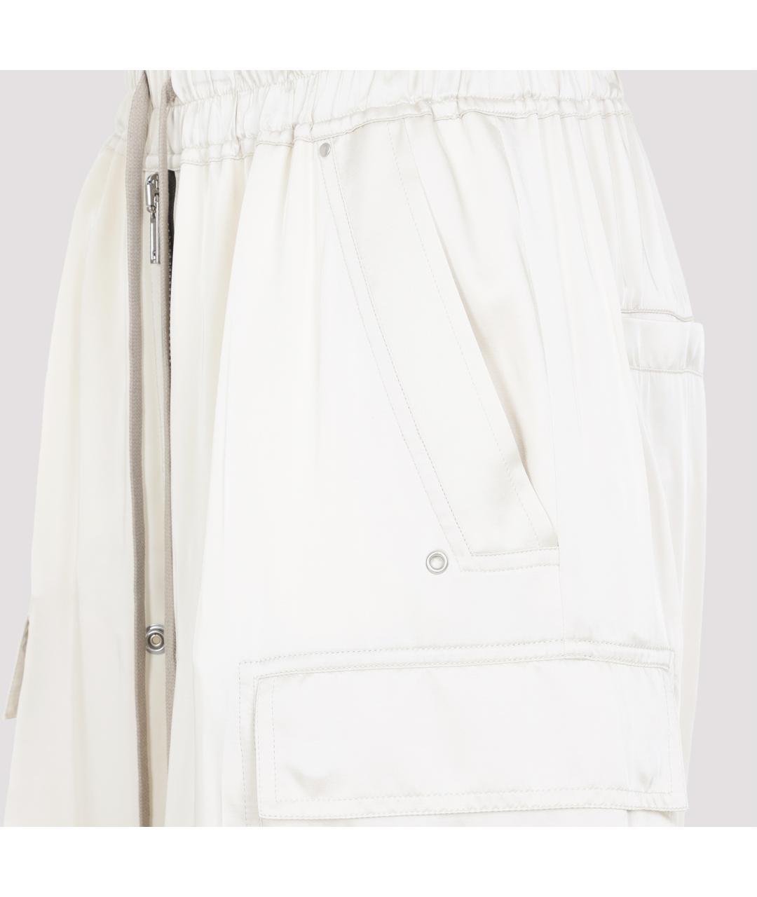 RICK OWENS Белые вискозные прямые брюки, фото 4