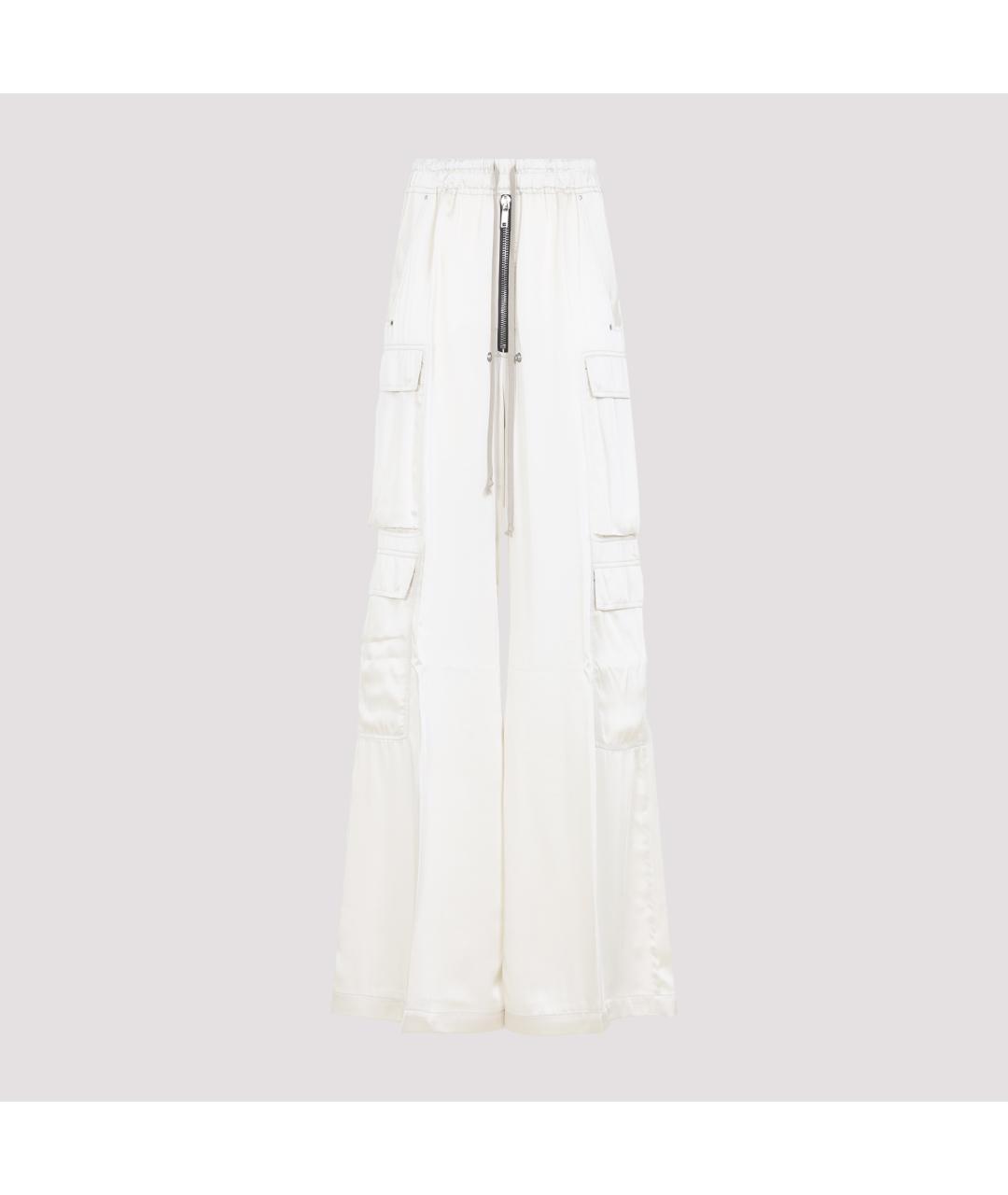 RICK OWENS Белые вискозные прямые брюки, фото 2