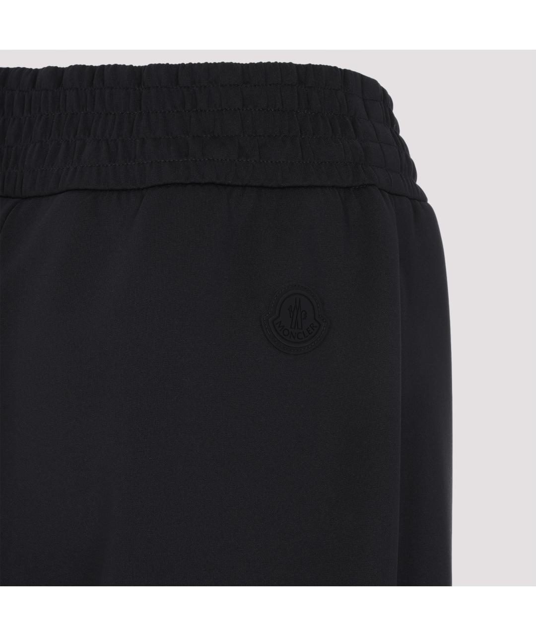 MONCLER Черные полиэстеровые прямые брюки, фото 4