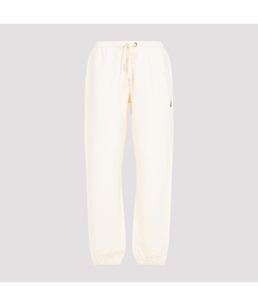 MONCLER Белые хлопковые прямые брюки, фото 2