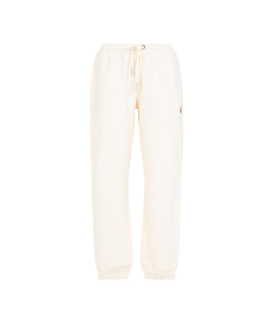 MONCLER Белые хлопковые прямые брюки, фото 1