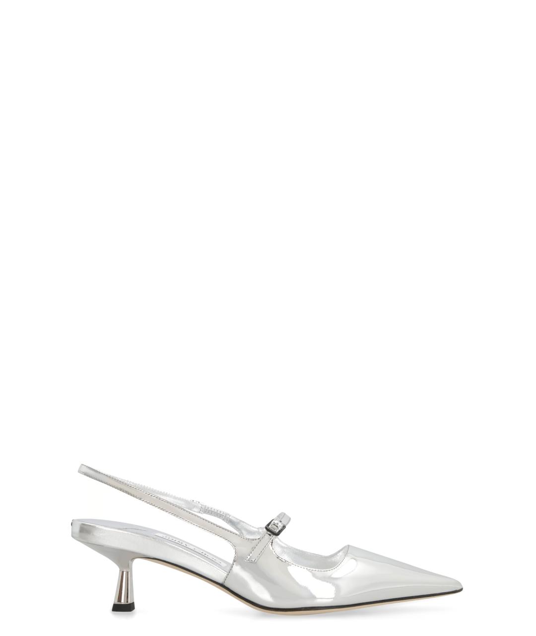 JIMMY CHOO Серебряные кожаные туфли, фото 1