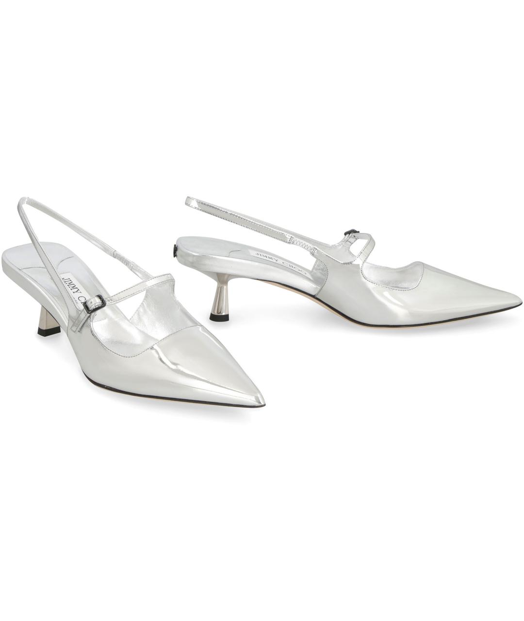 JIMMY CHOO Серебряные кожаные туфли, фото 3