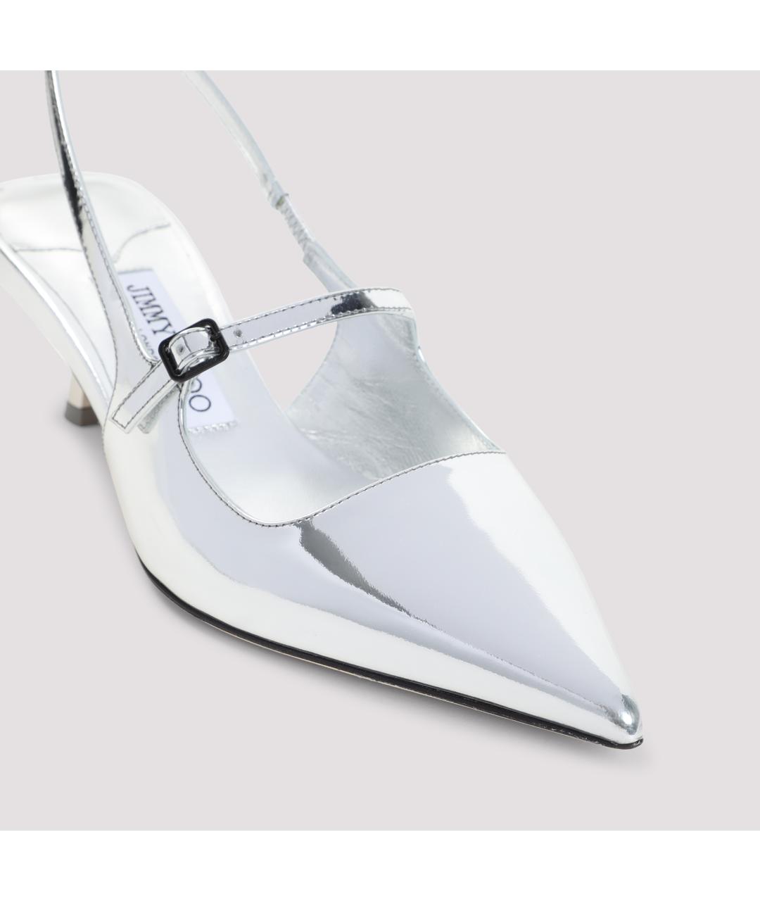 JIMMY CHOO Серебряные кожаные туфли, фото 5