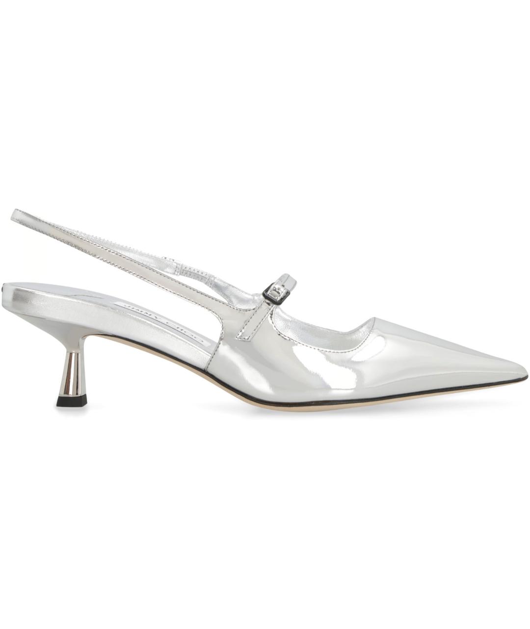 JIMMY CHOO Серебряные кожаные туфли, фото 2