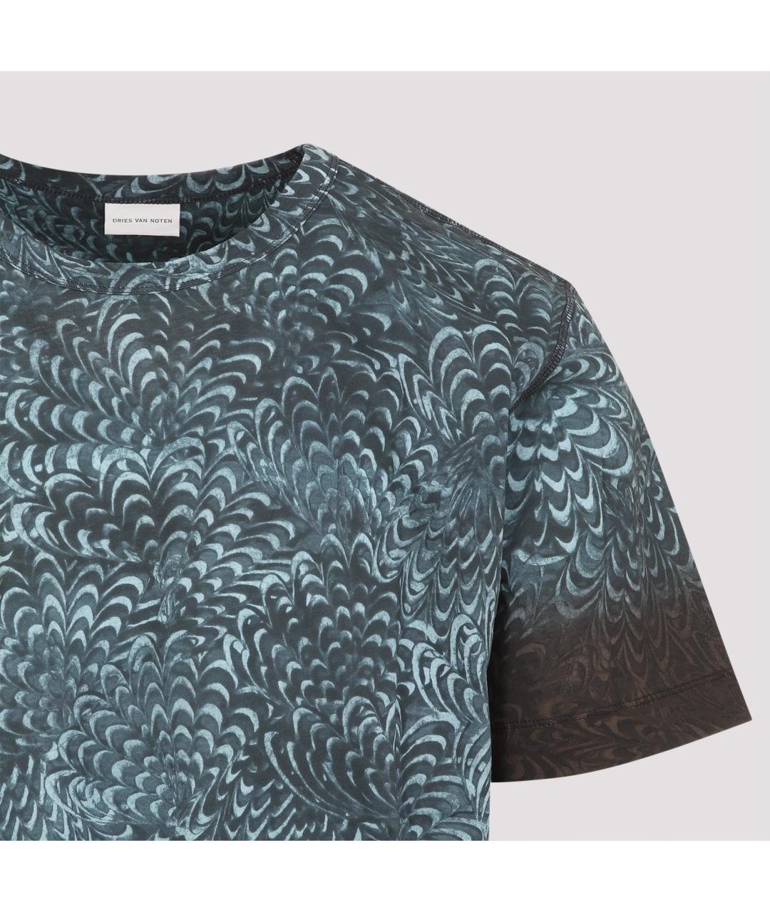 DRIES VAN NOTEN Синяя хлопковая футболка, фото 3