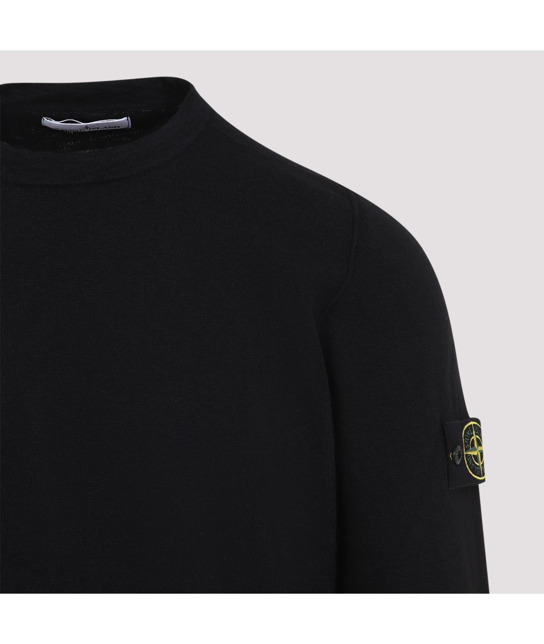 STONE ISLAND Черный хлопковый джемпер / свитер, фото 4