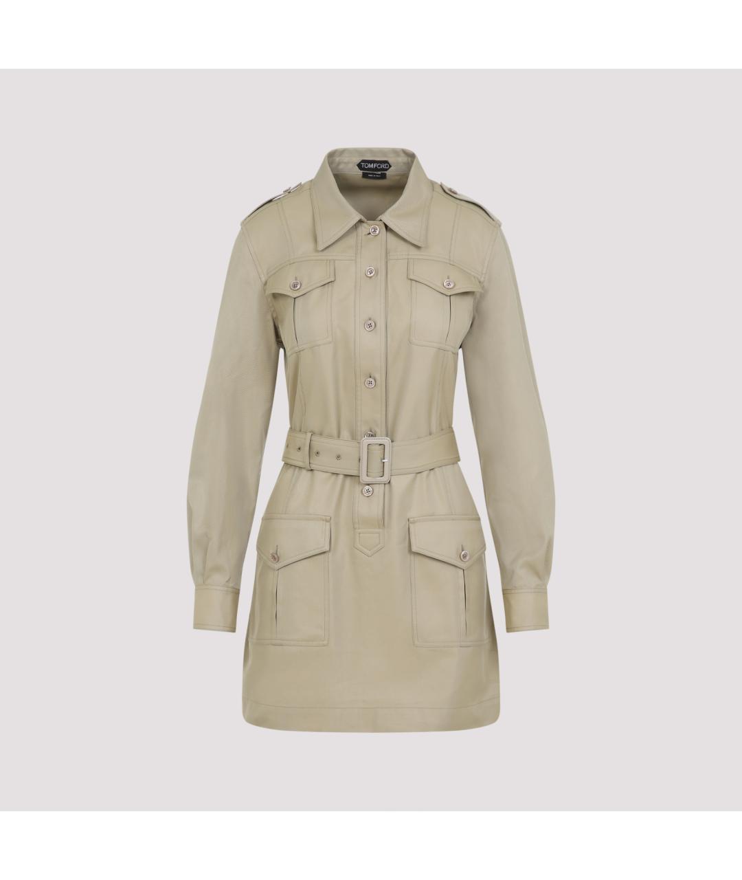 TOM FORD Бежевое хлопковое повседневное платье, фото 2