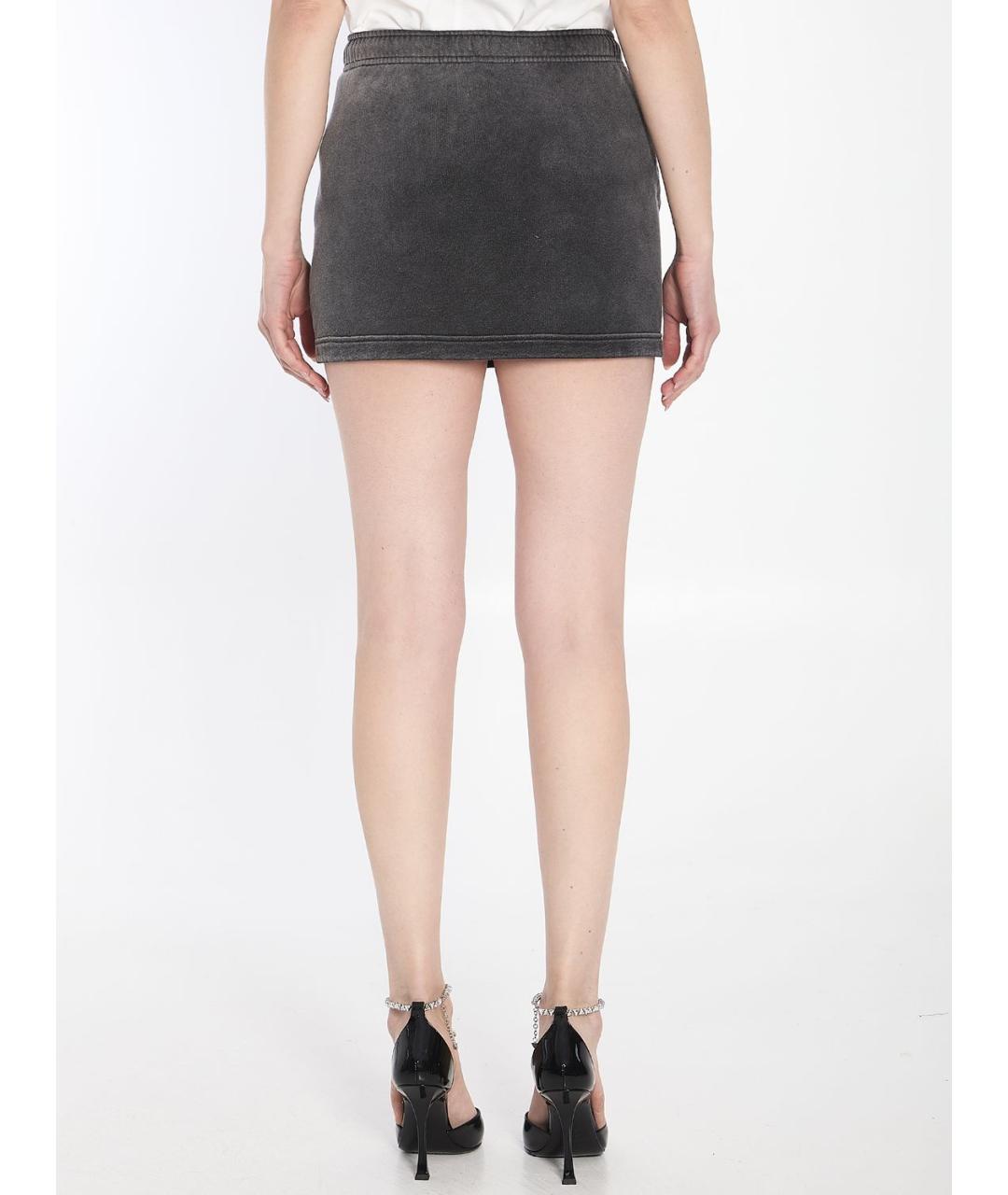 T BY ALEXANDER WANG Антрацитовая хлопковая юбка миди, фото 5