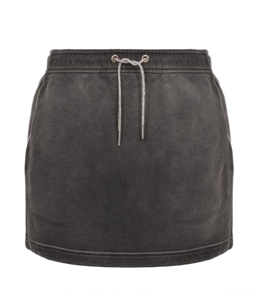 T BY ALEXANDER WANG Антрацитовая хлопковая юбка миди, фото 1