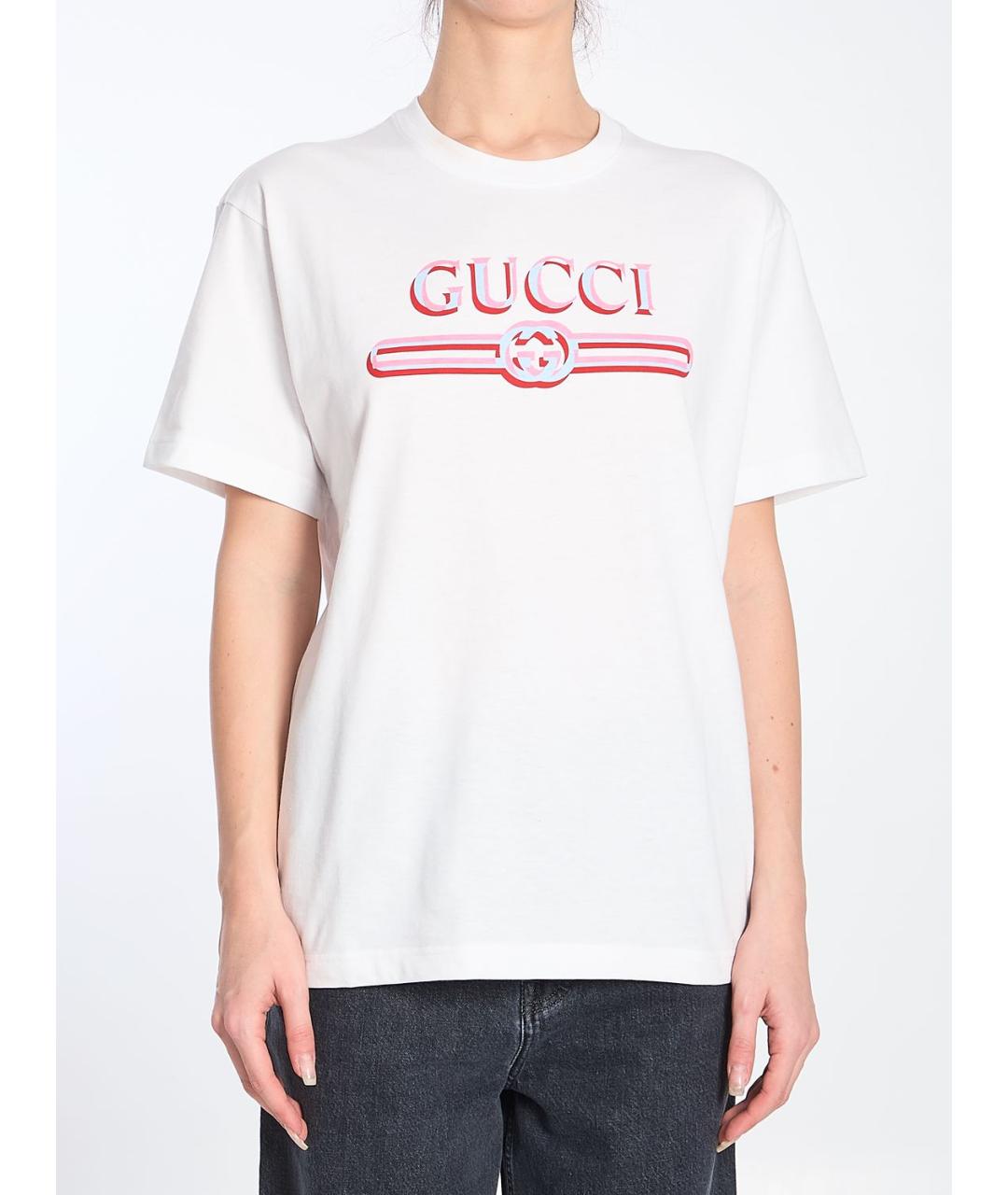 GUCCI Белая хлопковая футболка, фото 2