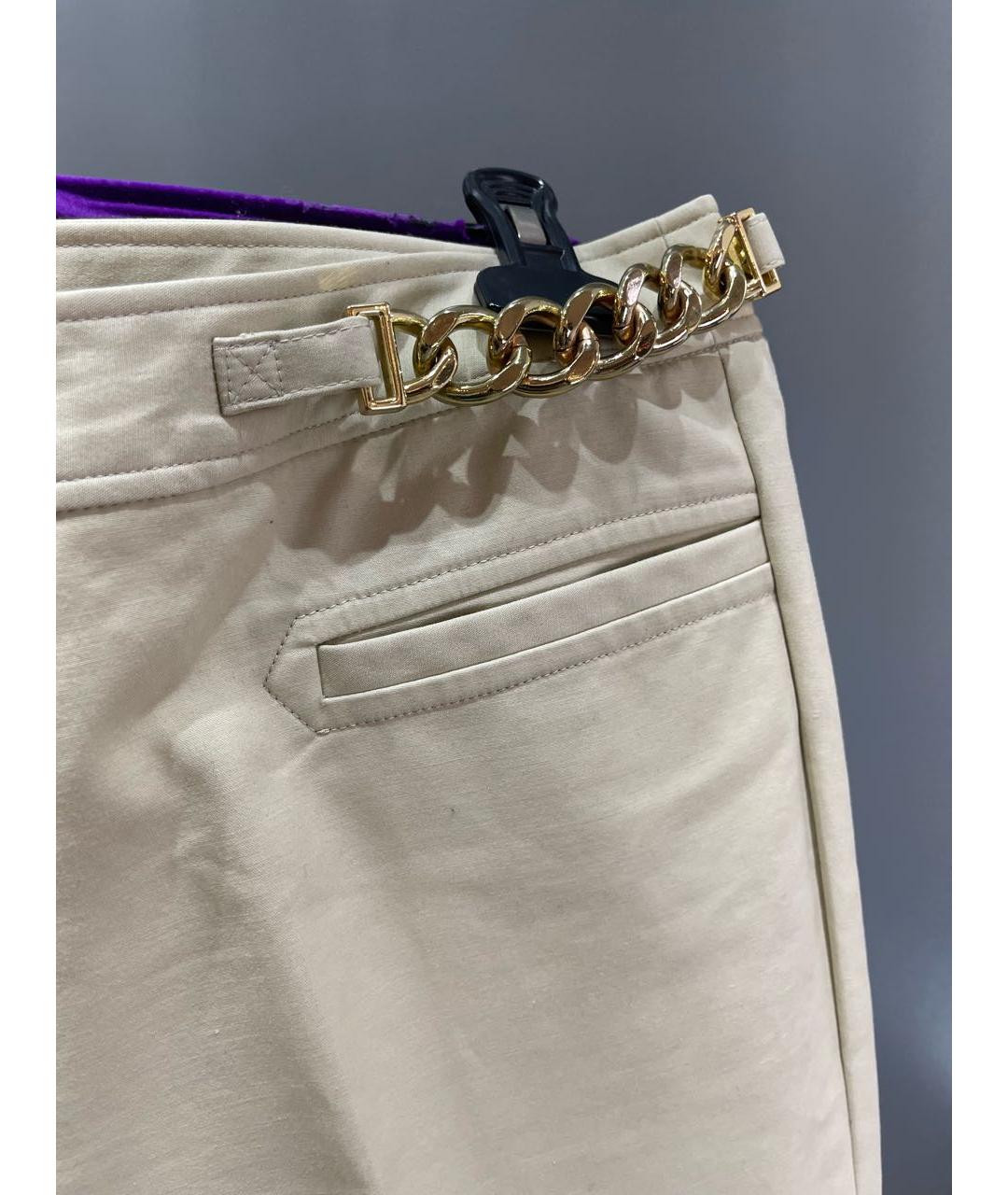 MICHAEL MICHAEL KORS Бежевые хлопко-эластановые прямые брюки, фото 4