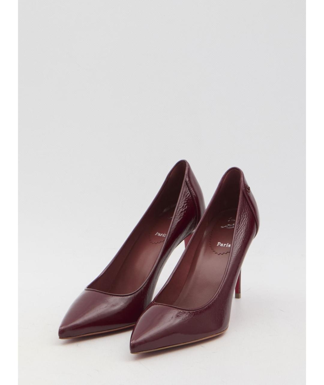 CHRISTIAN LOUBOUTIN Бордовые кожаные туфли, фото 2