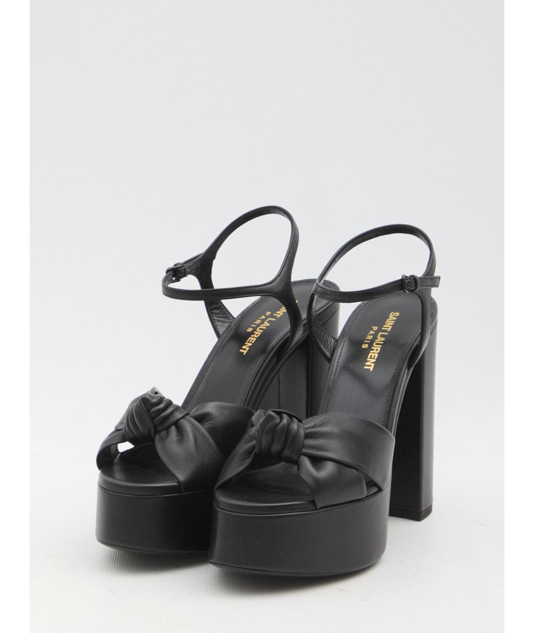 SAINT LAURENT Черные кожаные босоножки, фото 2