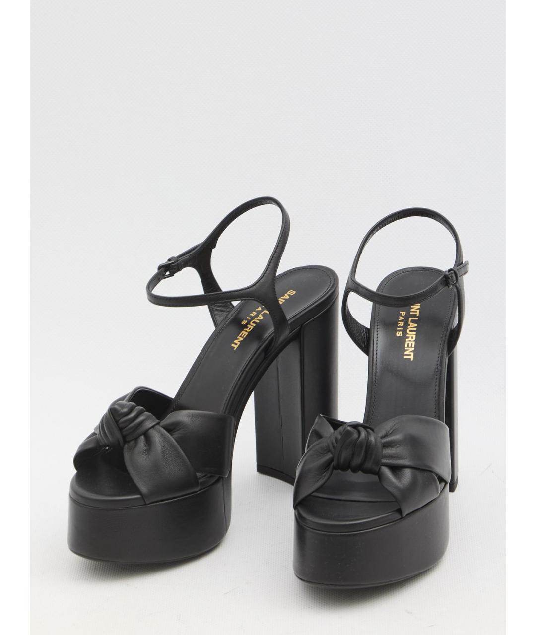 SAINT LAURENT Черные кожаные босоножки, фото 5