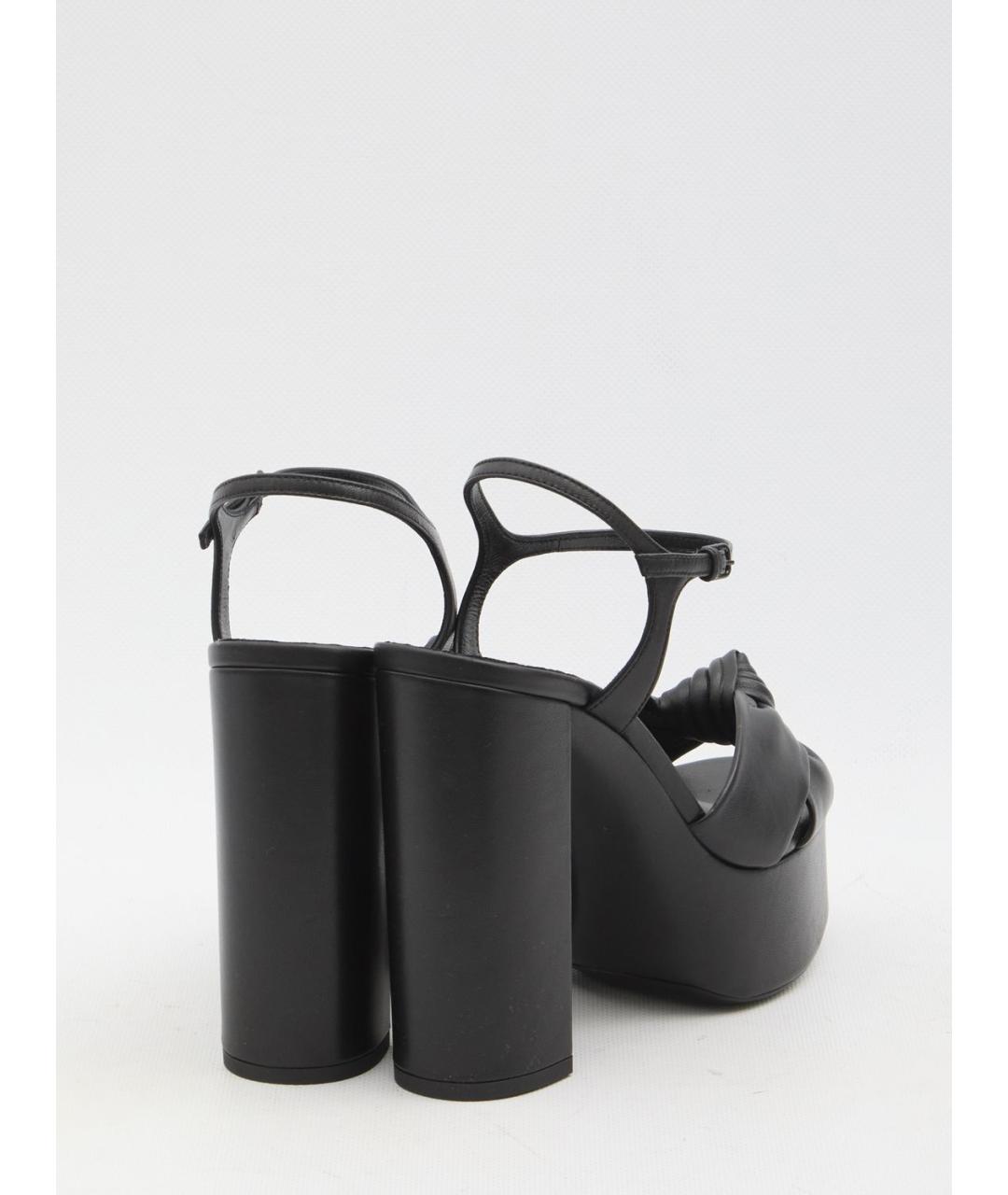 SAINT LAURENT Черные кожаные босоножки, фото 3