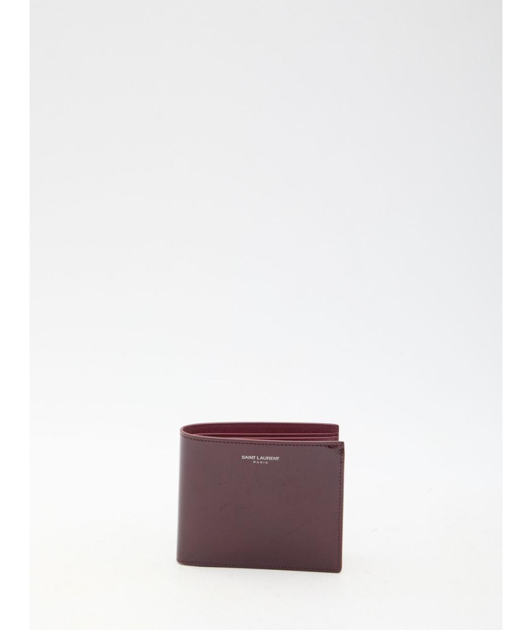 SAINT LAURENT Бордовый кожаный кошелек, фото 5