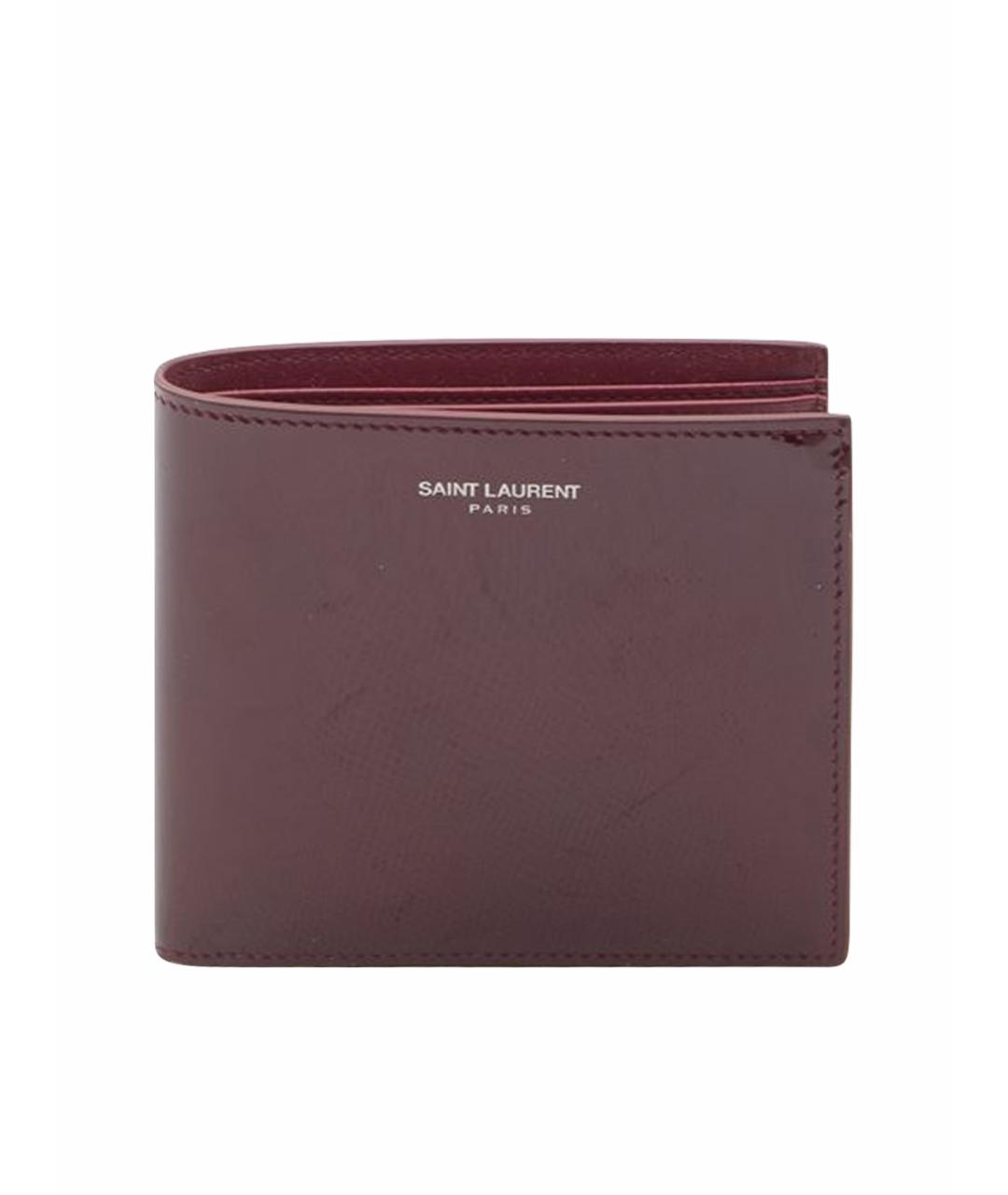 SAINT LAURENT Бордовый кожаный кошелек, фото 1