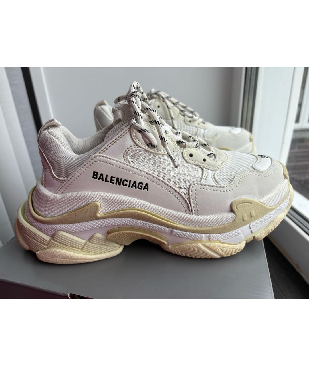 BALENCIAGA Белые кроссовки из искусственной кожи, фото 3