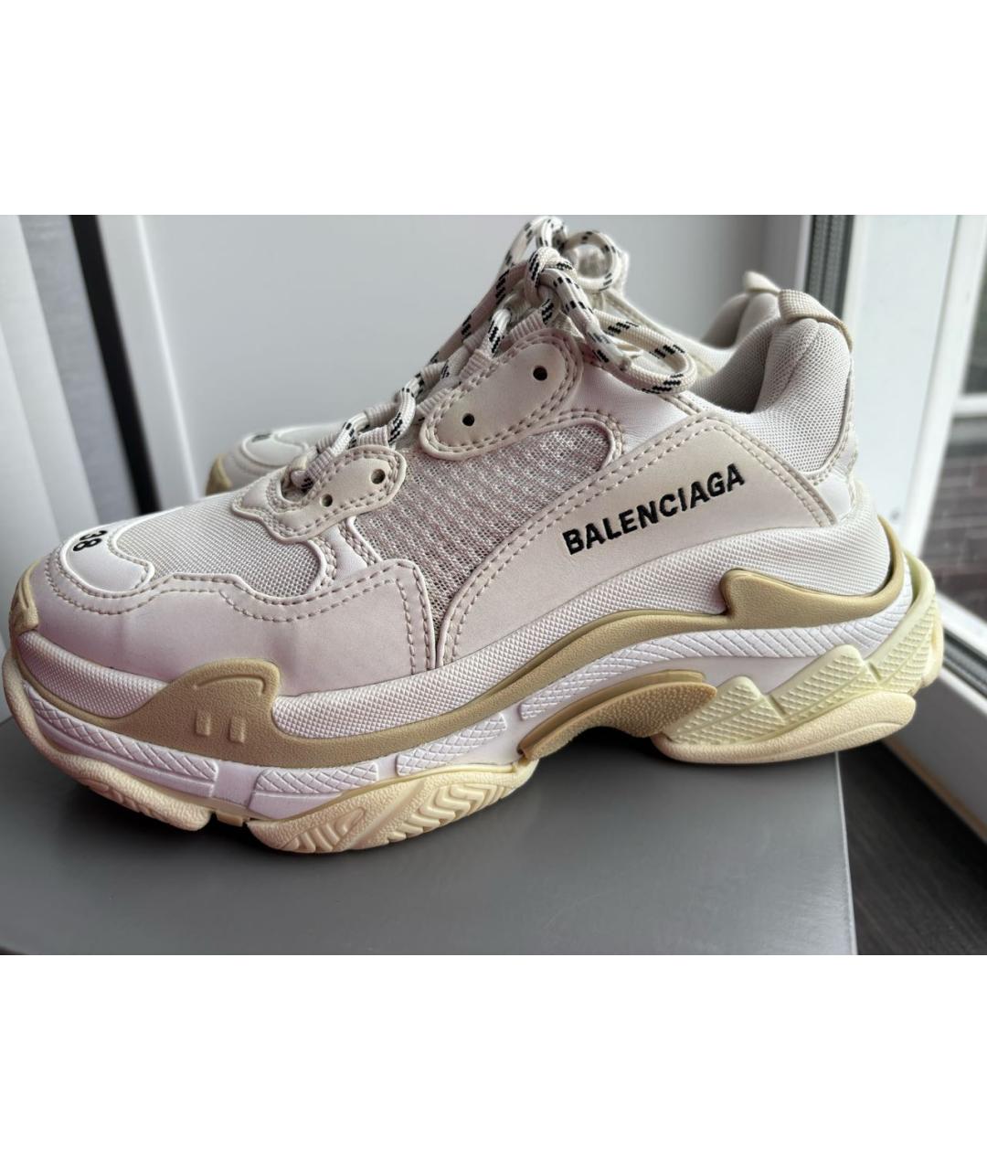 BALENCIAGA Белые кроссовки из искусственной кожи, фото 4