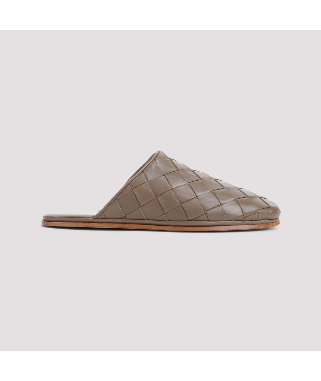 BOTTEGA VENETA Коричневые кожаные шлепанцы, фото 2