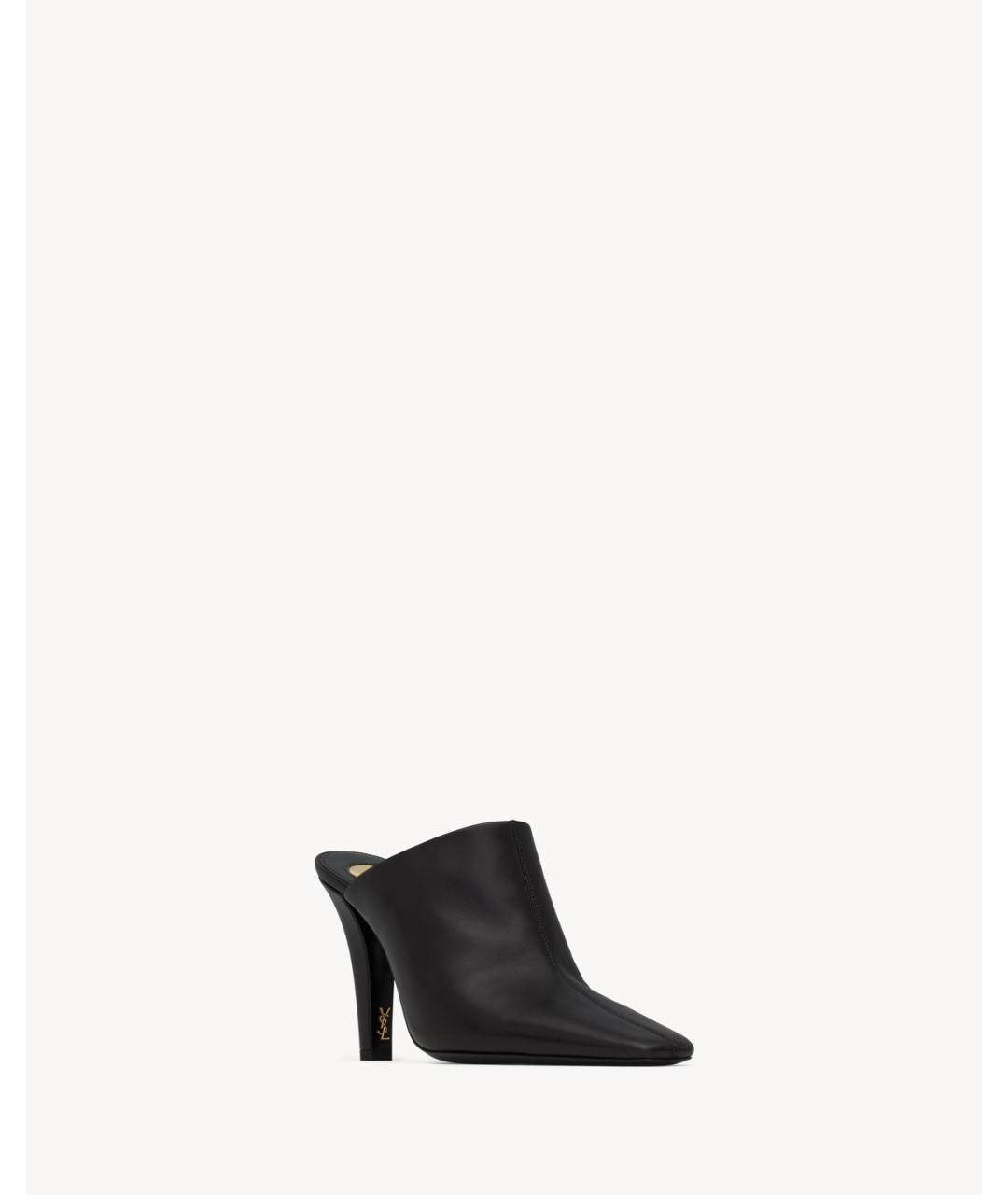SAINT LAURENT Черные кожаные мюли, фото 3