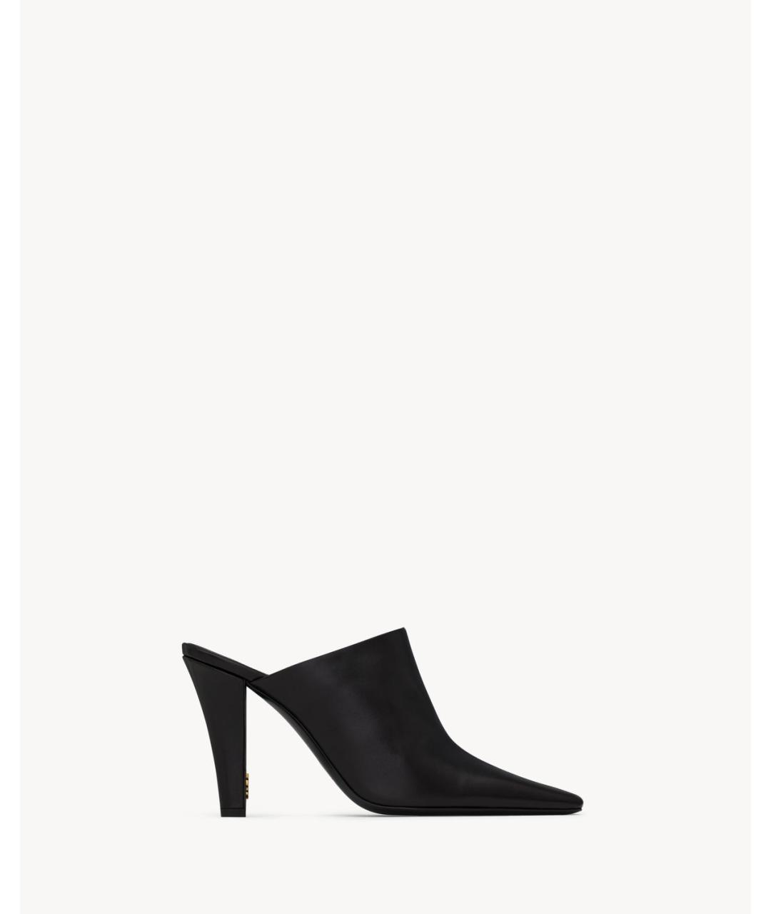 SAINT LAURENT Черные кожаные мюли, фото 4