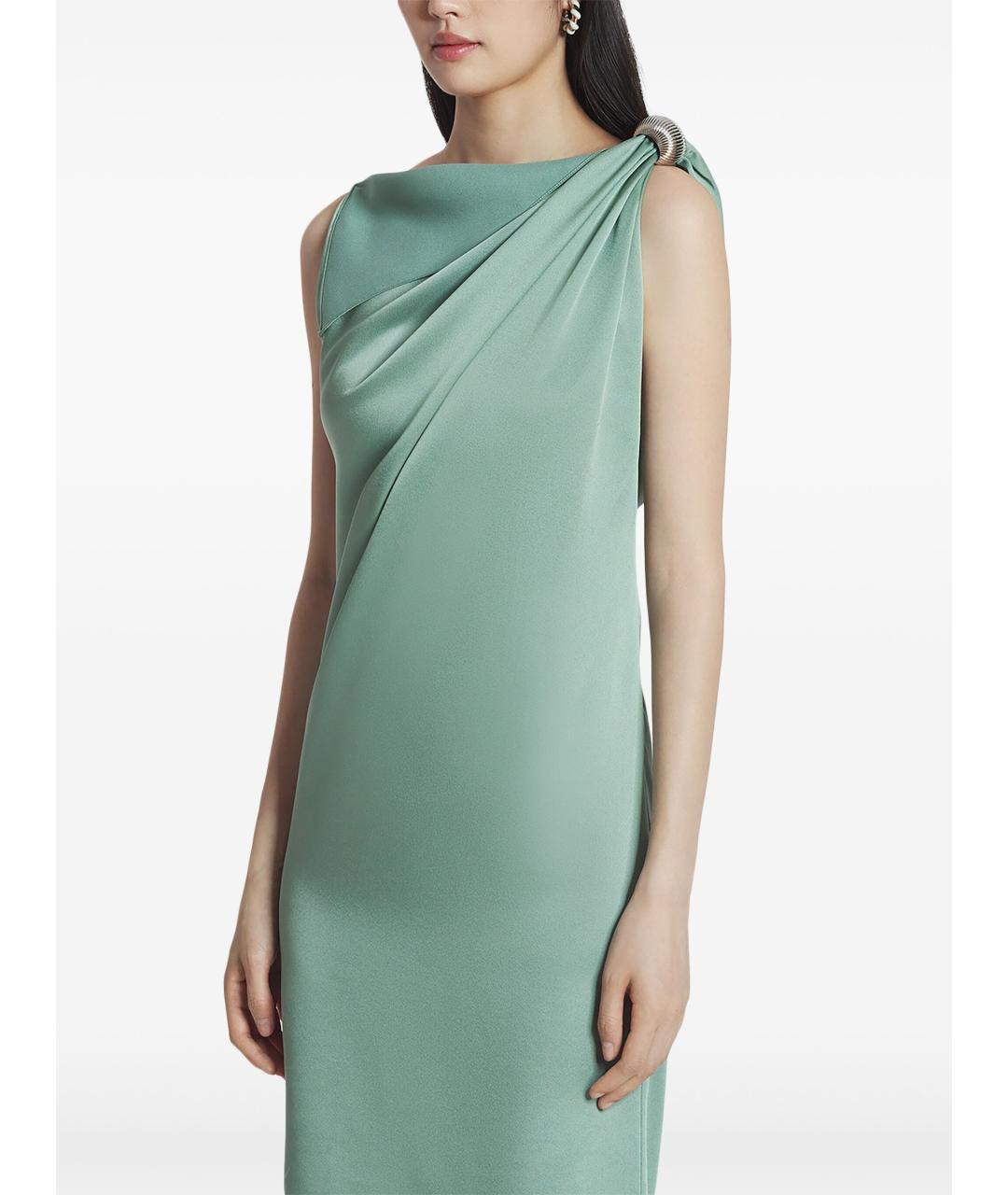 LANVIN Зеленые вискозное повседневное платье, фото 2