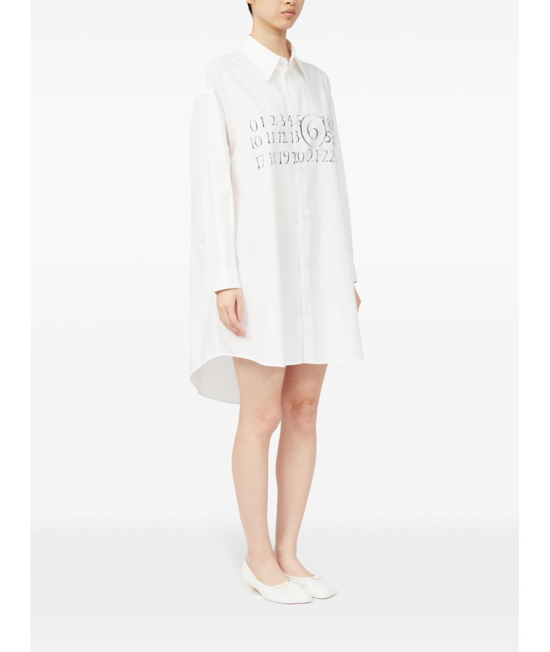MM6 MAISON MARGIELA Белое хлопковое повседневное платье, фото 3