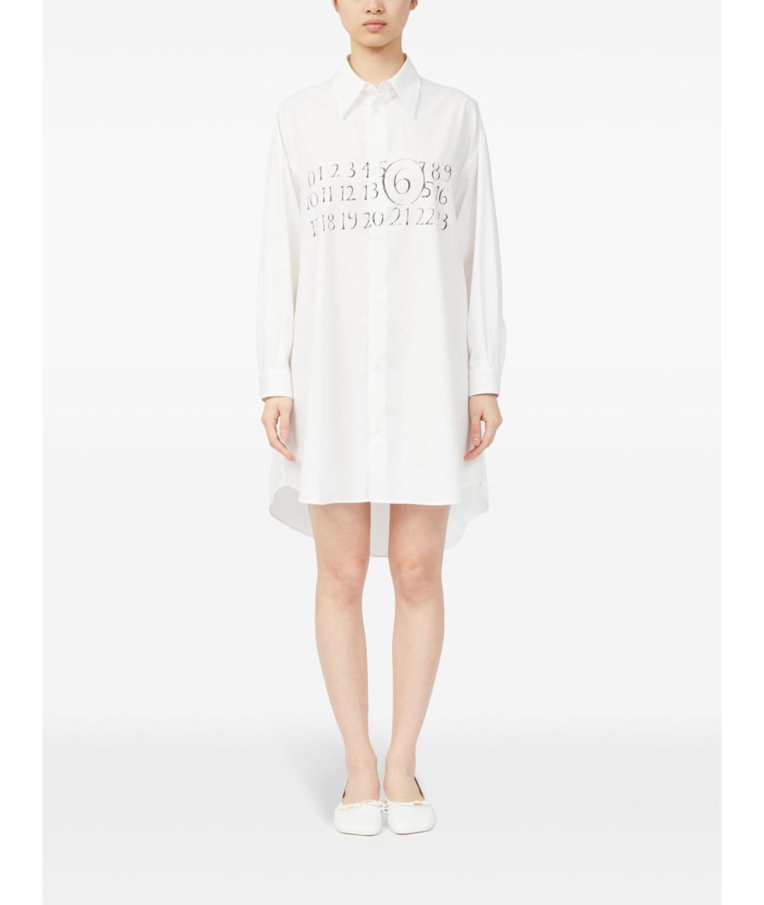 MM6 MAISON MARGIELA Белое хлопковое повседневное платье, фото 4