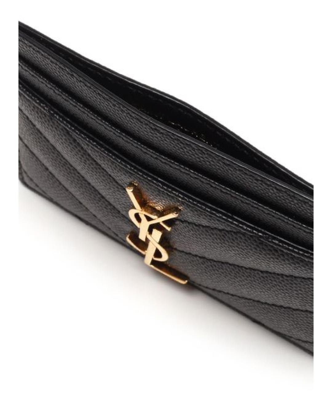 SAINT LAURENT Черный кожаный кардхолдер, фото 3