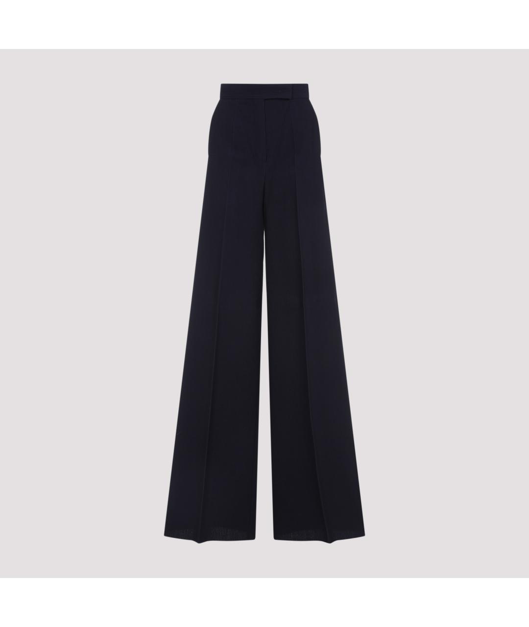 MAX MARA Темно-синие шерстяные прямые брюки, фото 2