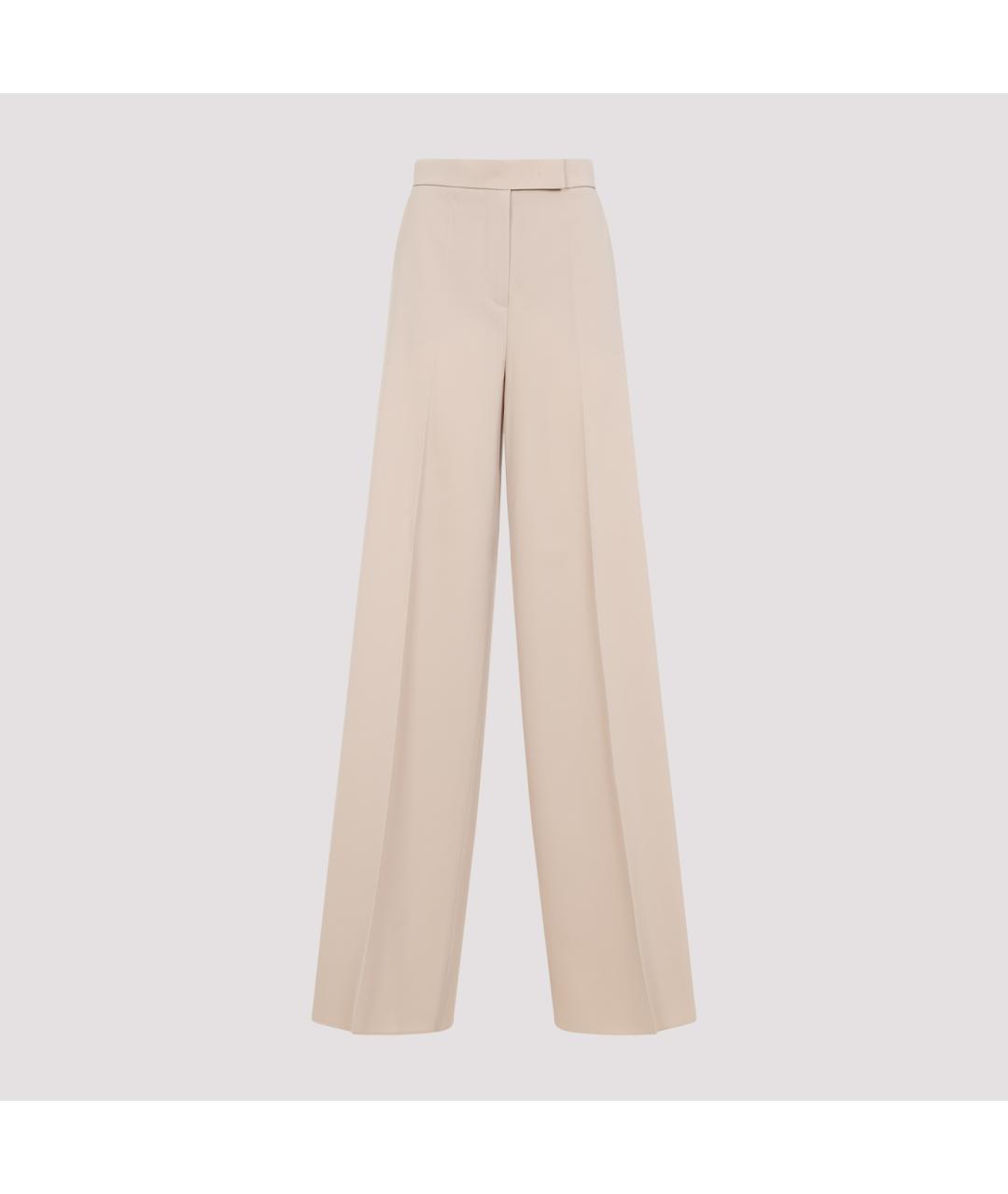 MAX MARA Бежевые шерстяные прямые брюки, фото 2