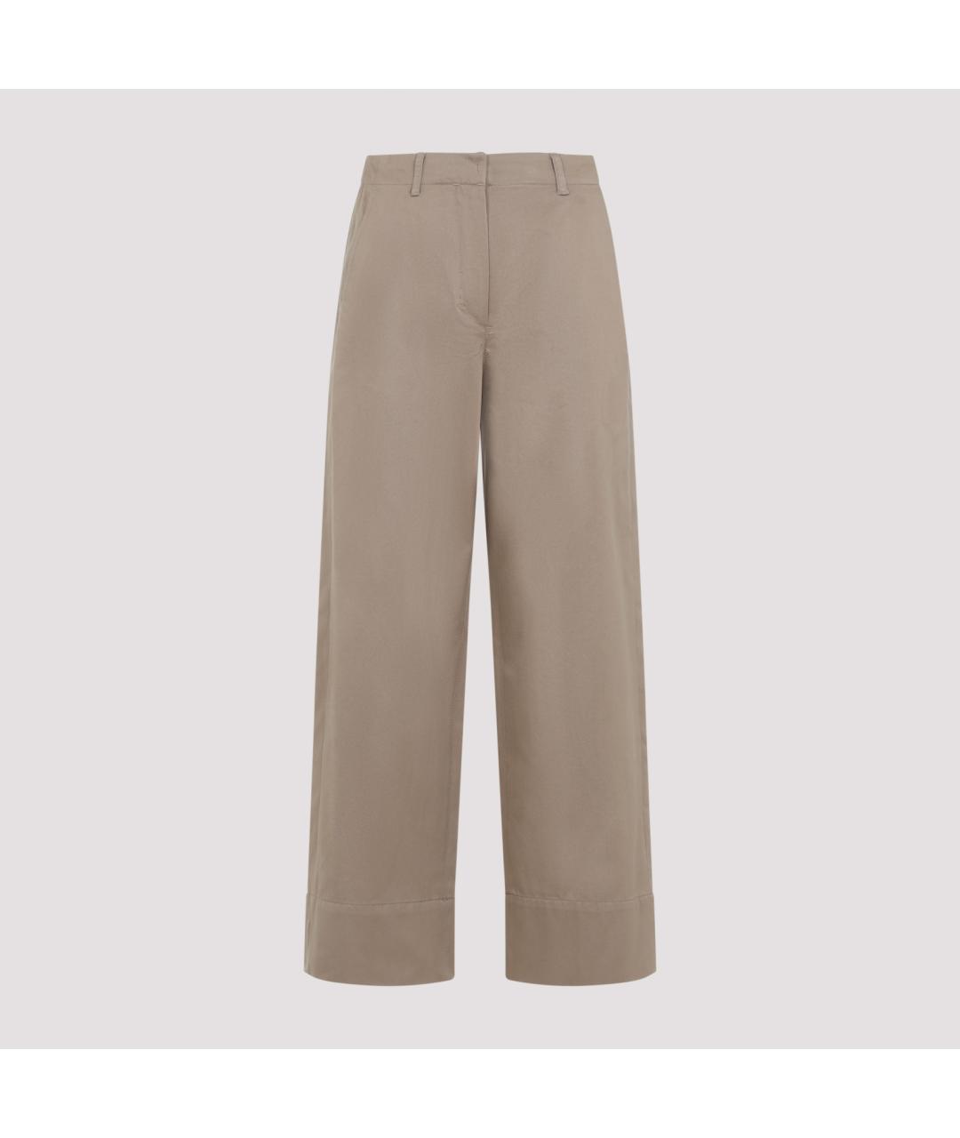MAX MARA Бежевые хлопковые прямые брюки, фото 2