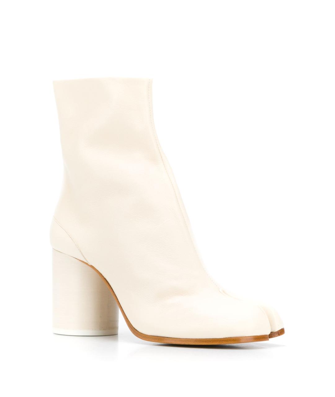 MAISON MARGIELA Бежевые кожаные ботильоны, фото 4