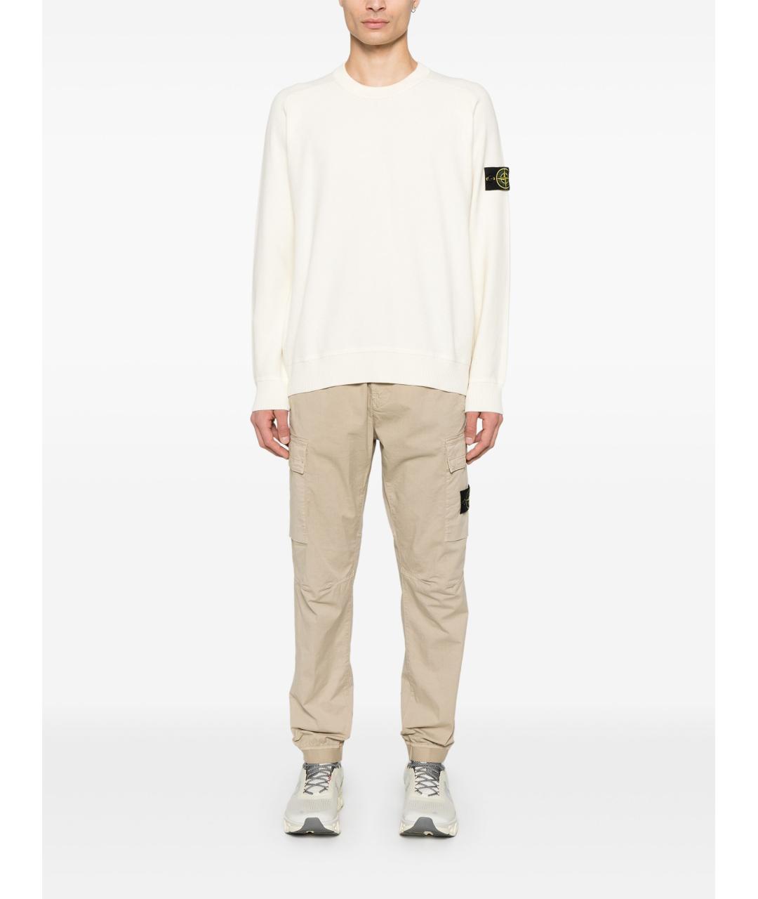 STONE ISLAND Белый хлопковый джемпер / свитер, фото 5