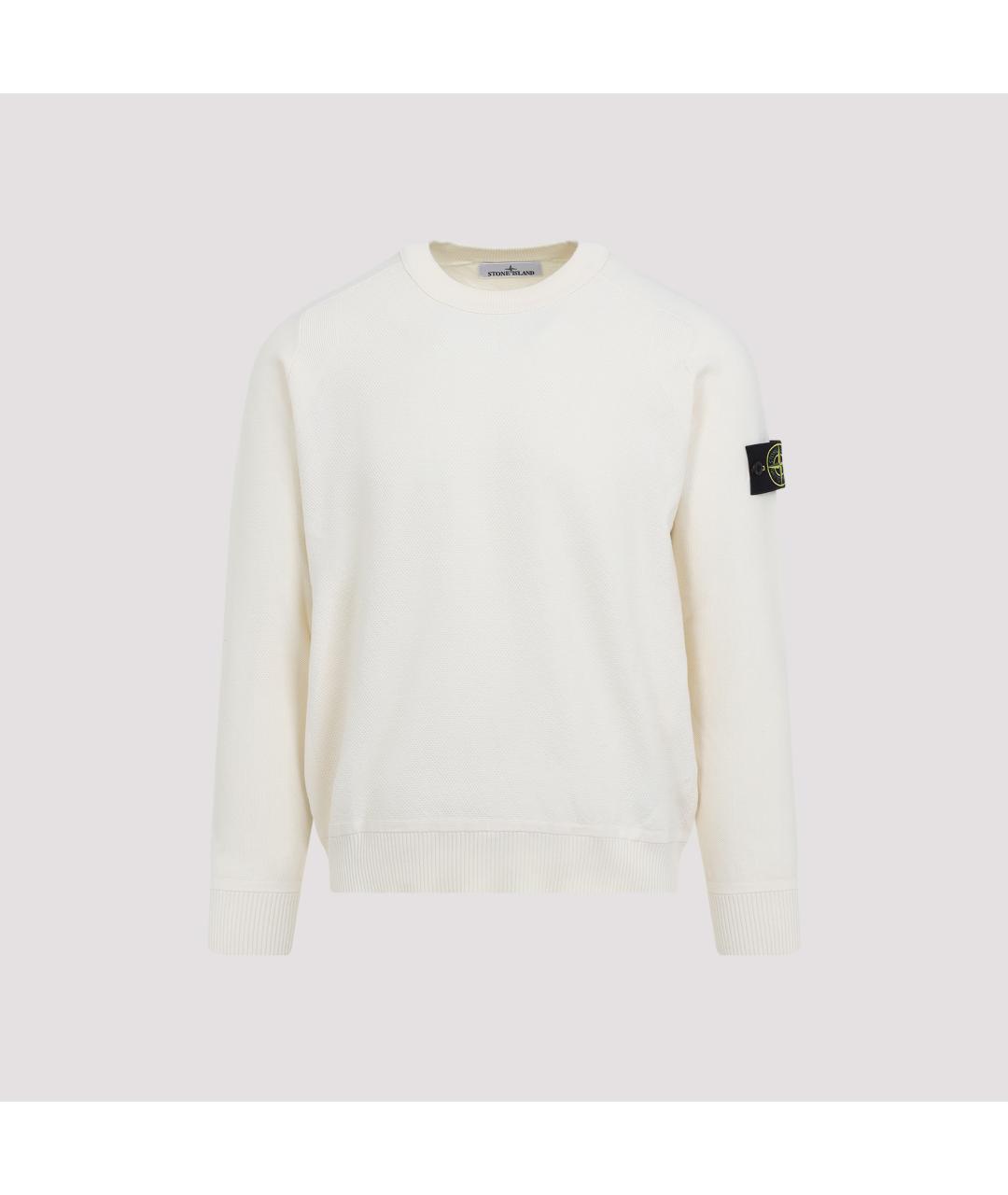 STONE ISLAND Белый хлопковый джемпер / свитер, фото 2