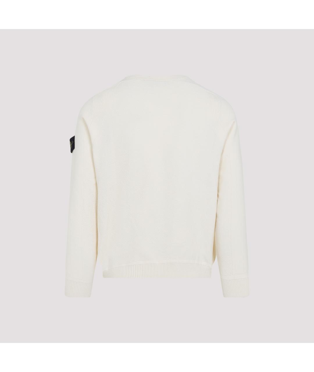 STONE ISLAND Белый хлопковый джемпер / свитер, фото 3