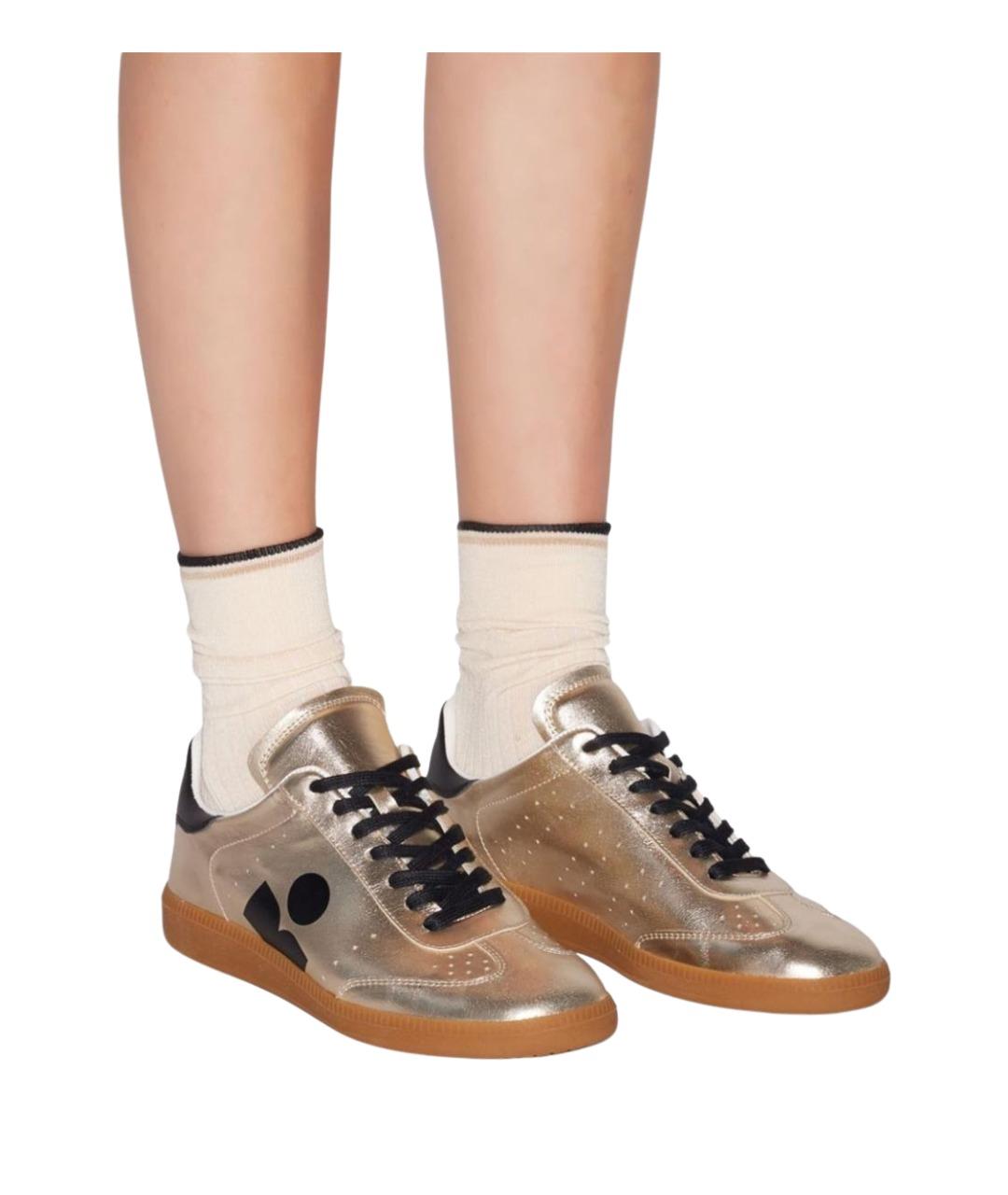 ISABEL MARANT Золотые кожаные кроссовки, фото 2