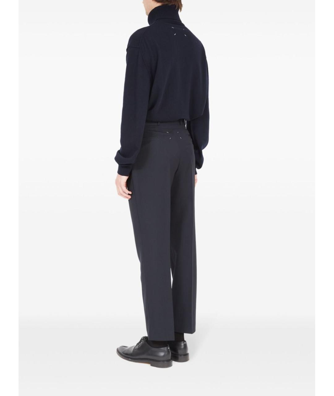 MAISON MARGIELA Темно-синие шерстяные повседневные брюки, фото 4