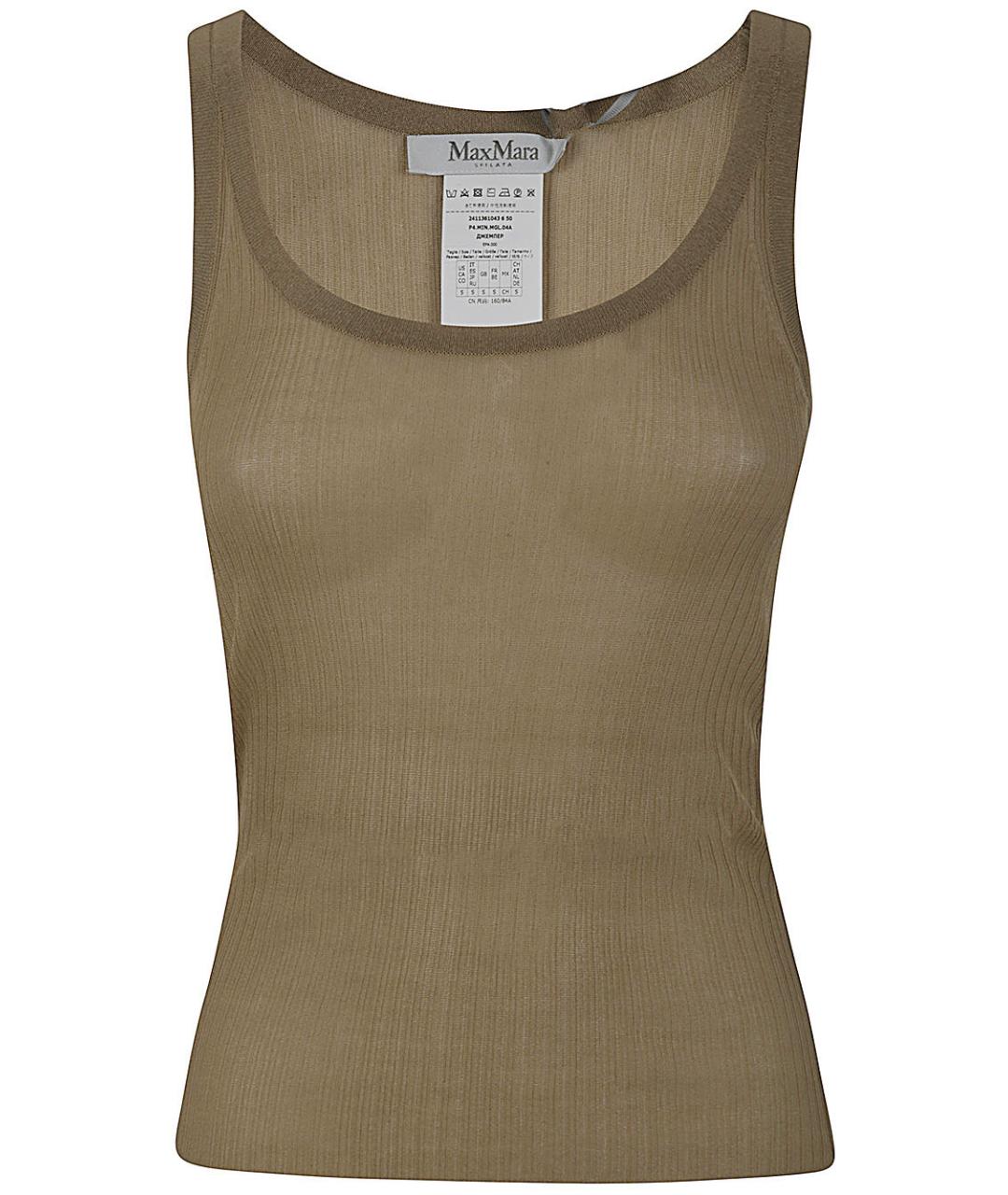 MAX MARA Коричневая шелковая майка, фото 1