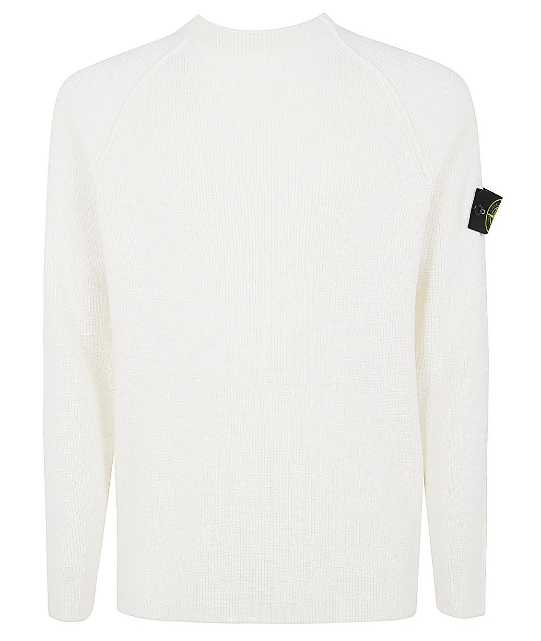 STONE ISLAND Белый хлопковый джемпер / свитер, фото 1