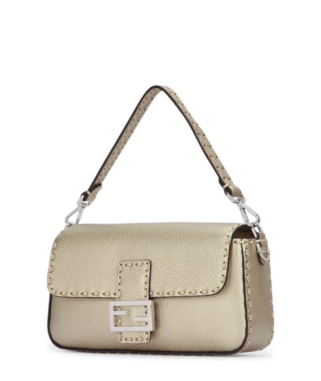 FENDI Бежевая кожаная сумка через плечо, фото 3