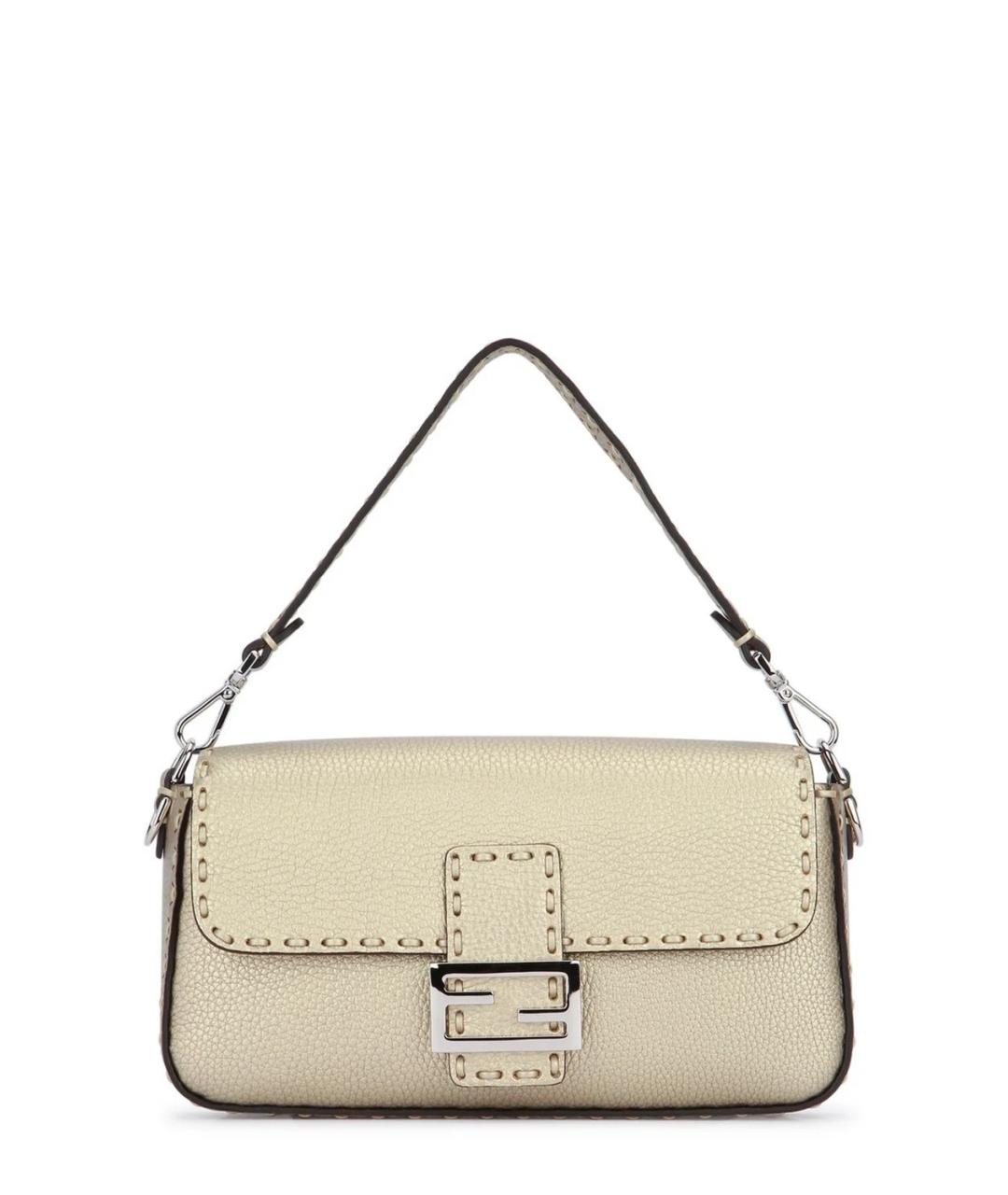 FENDI Бежевая кожаная сумка через плечо, фото 1