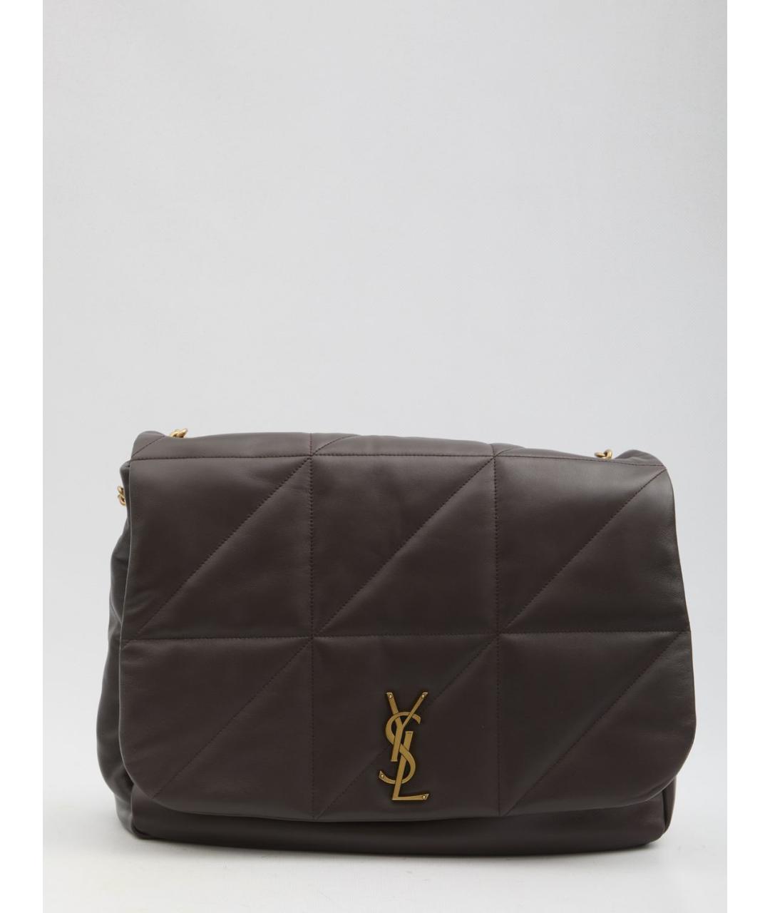 SAINT LAURENT Коричневая кожаная сумка через плечо, фото 2