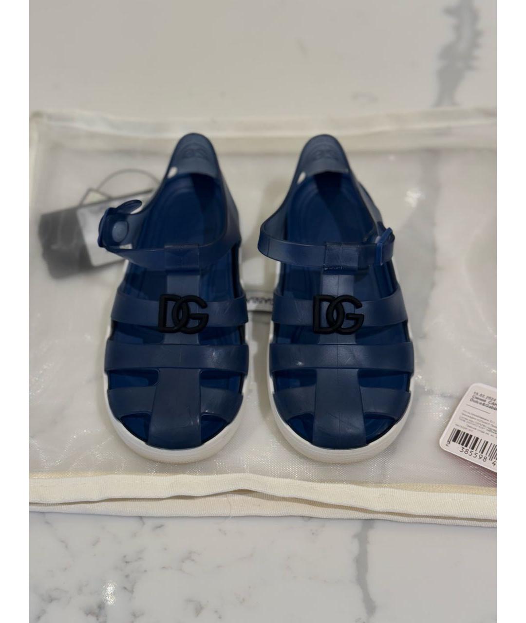 DOLCE&GABBANA Темно-синие резиновые сандалии и шлепанцы, фото 2