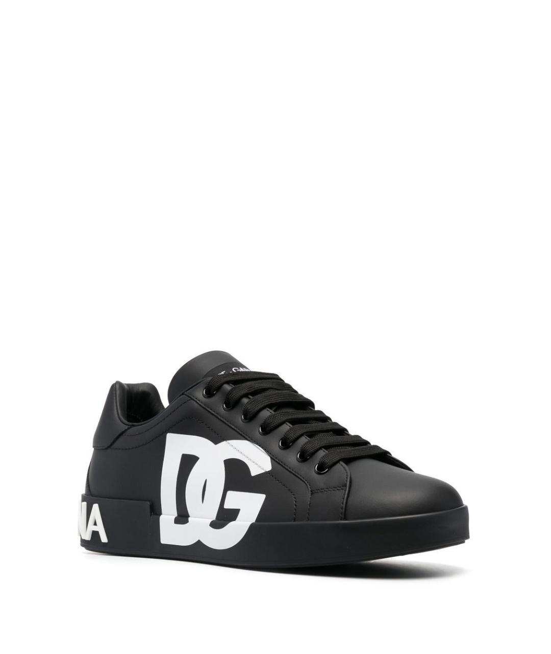 DOLCE&GABBANA Черные кожаные низкие кроссовки / кеды, фото 2