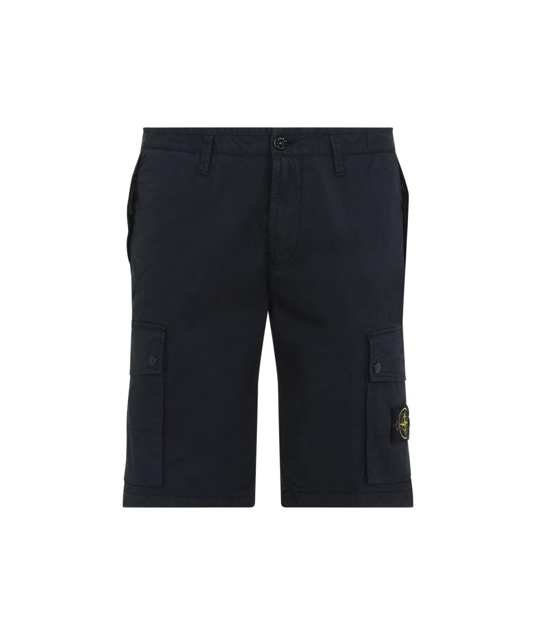 STONE ISLAND Темно-синие хлопковые шорты, фото 1