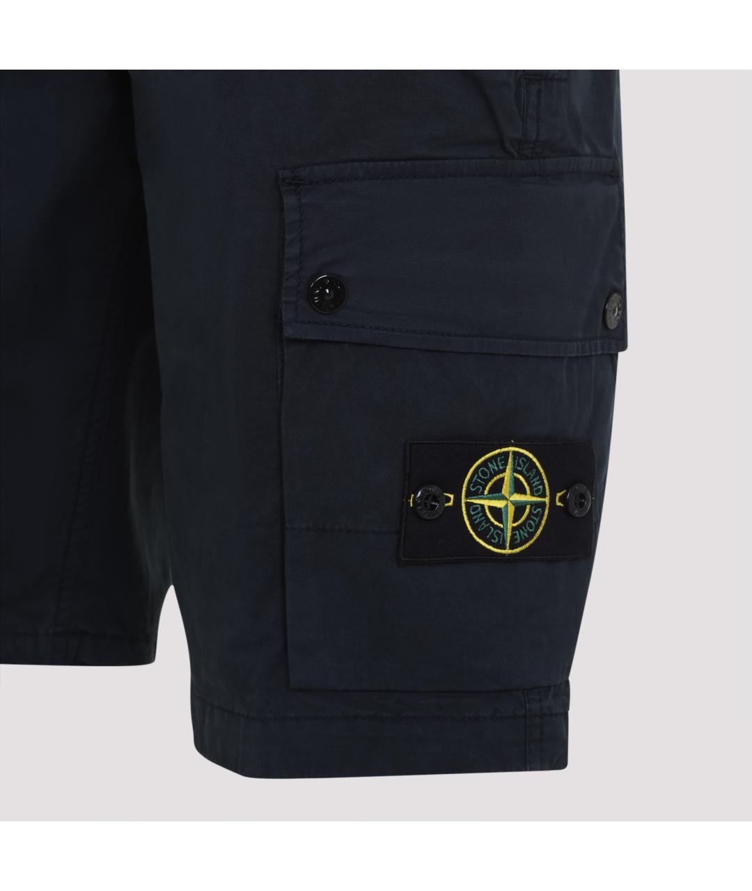 STONE ISLAND Темно-синие хлопковые шорты, фото 4
